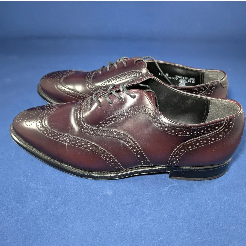 Nunn Bush Wingtip Brogue Oxford Dress Shoes Leather Burgundy Mens‎ Size 10 D